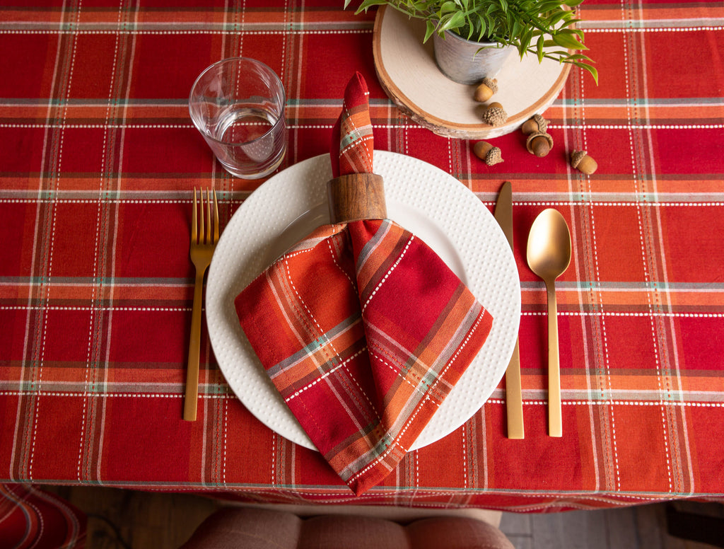 Autumn Spice Plaid Tablecloth