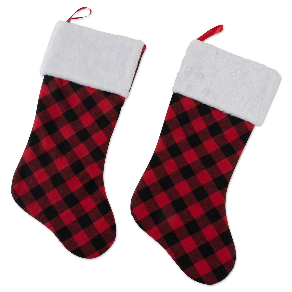 Holiday Stockings Red And Black Buffalo Check Set Of 2