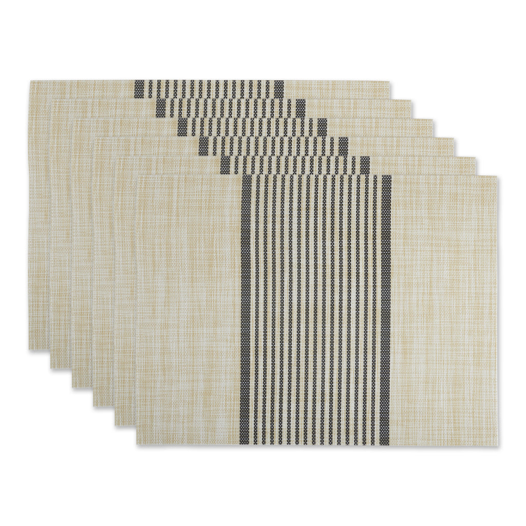 Black Middle Stripe Woven Placemat Set of 6
