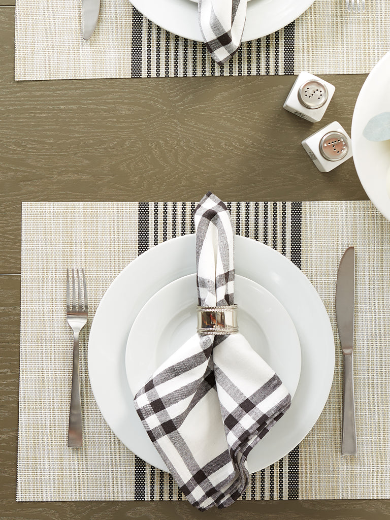 Black Middle Stripe Woven Placemat Set of 6