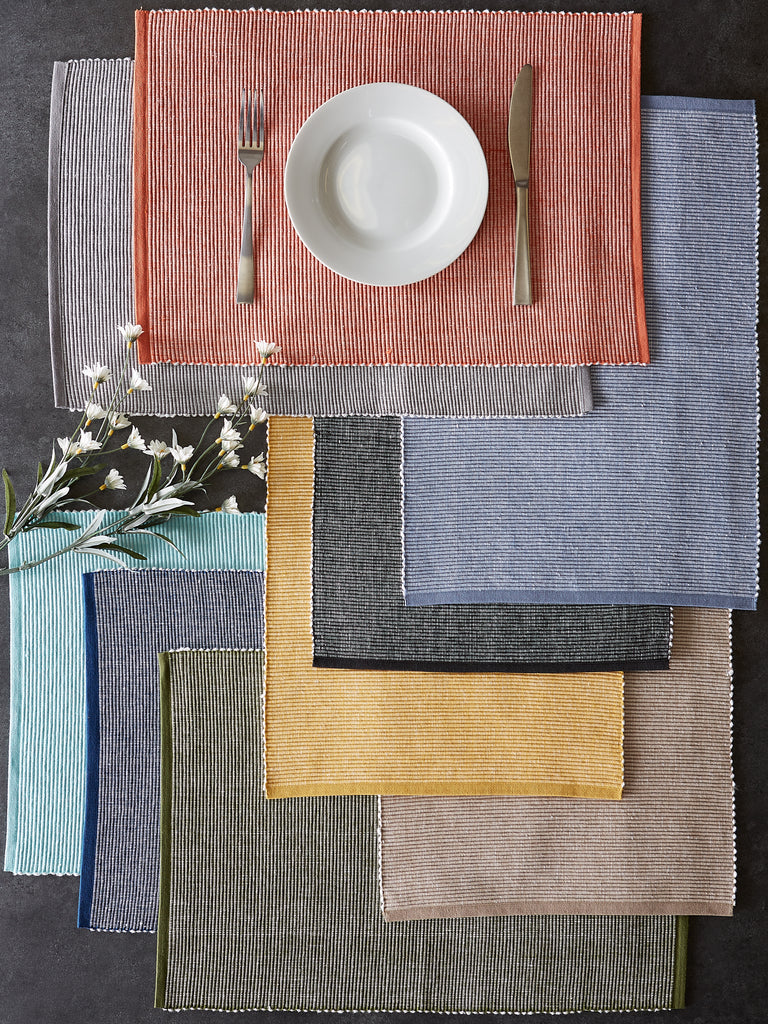 DII Gray & White 2-Tone Ribbed Placemat Set of 6