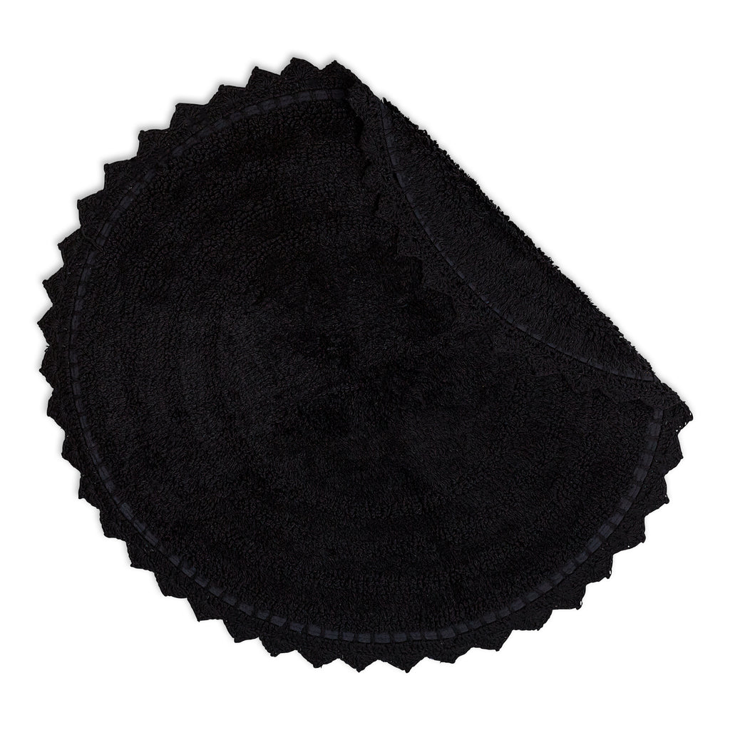 Black Round Crochet Bath Mat
