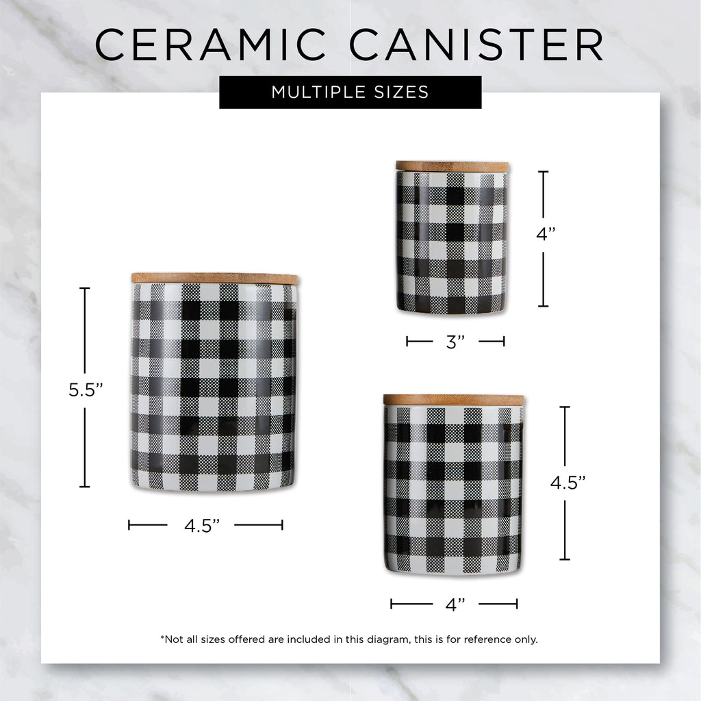 Gray & White Buffalo Check Ceramic Canister Set of 3
