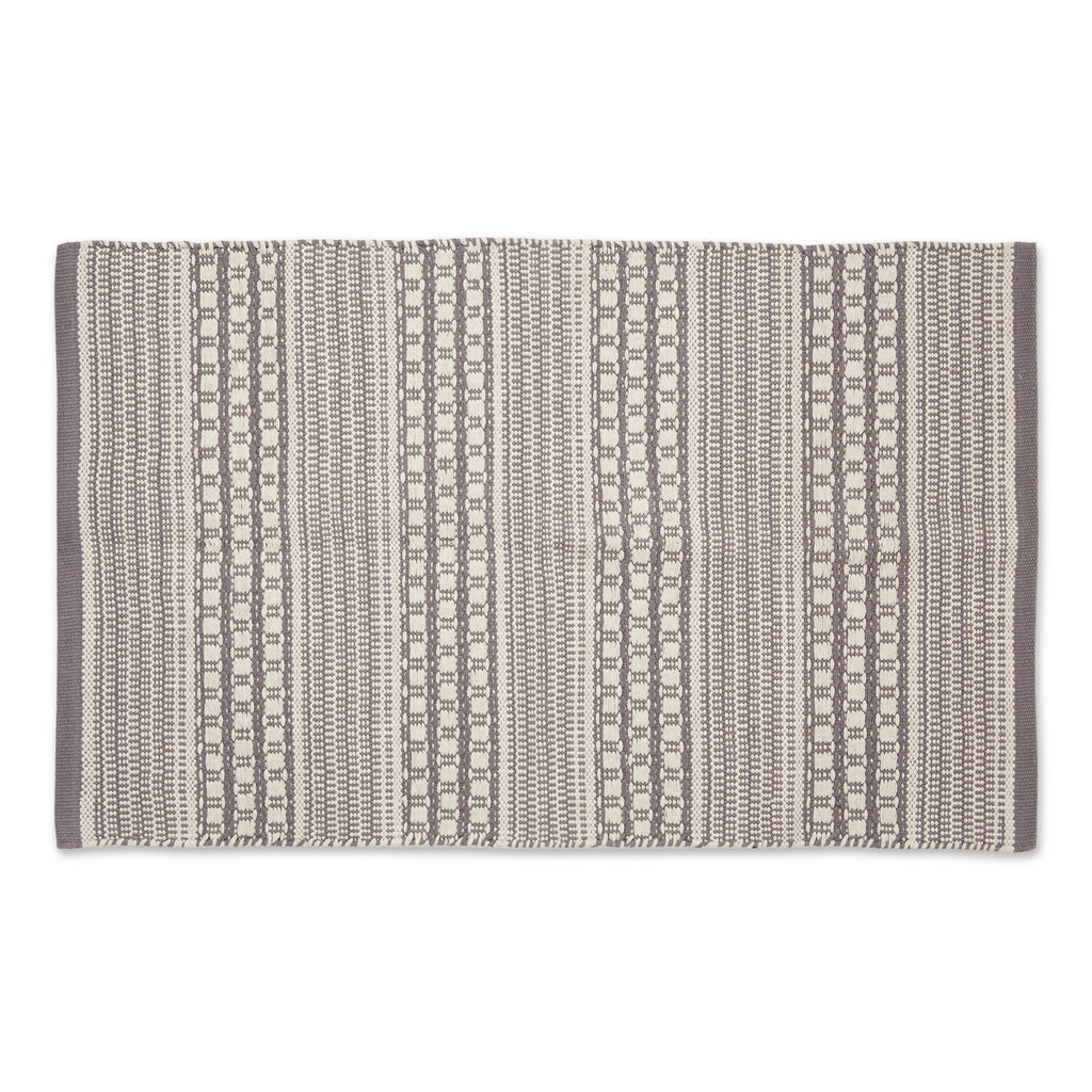 Gray Dobby Stripe Hand-Loomed Rug 2X3 Ft