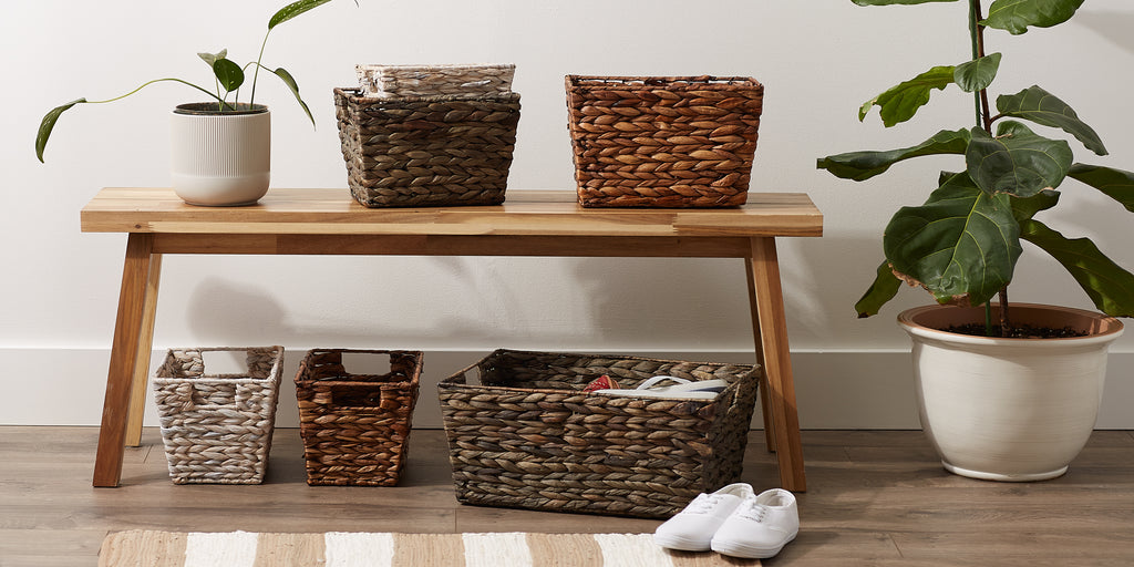 Gray Wash Hyacinth Basket Set Of 5