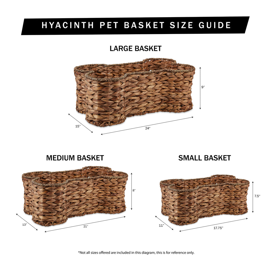 Gray Wash Hyacinth Bone Pet Basket Small 17.75X11X7.5
