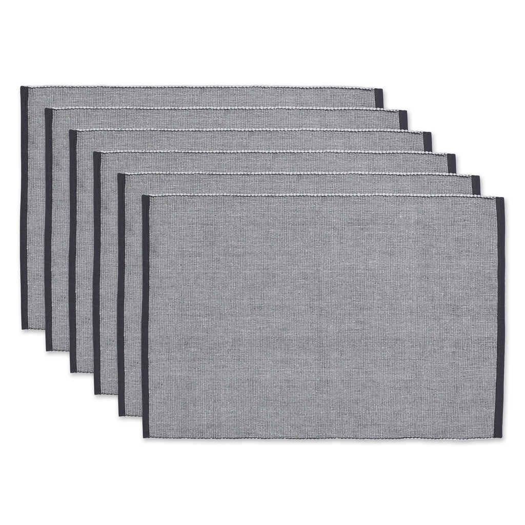 Mineral Eco-Friendly Chambray Fine Ribbed Placemat Set Of 6