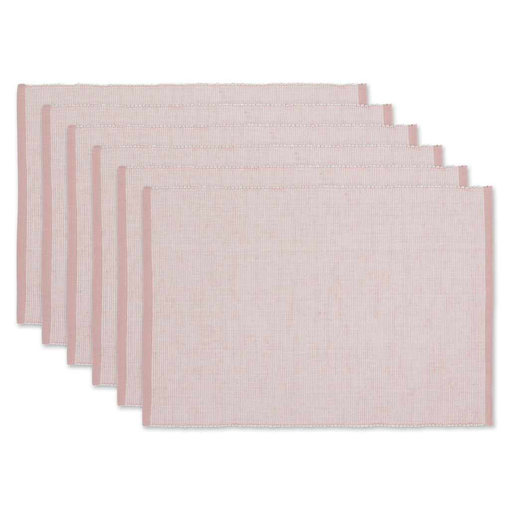 Pale Mauve Eco-Friendly Chambray Fine Ribbed Placemat Set Of 6