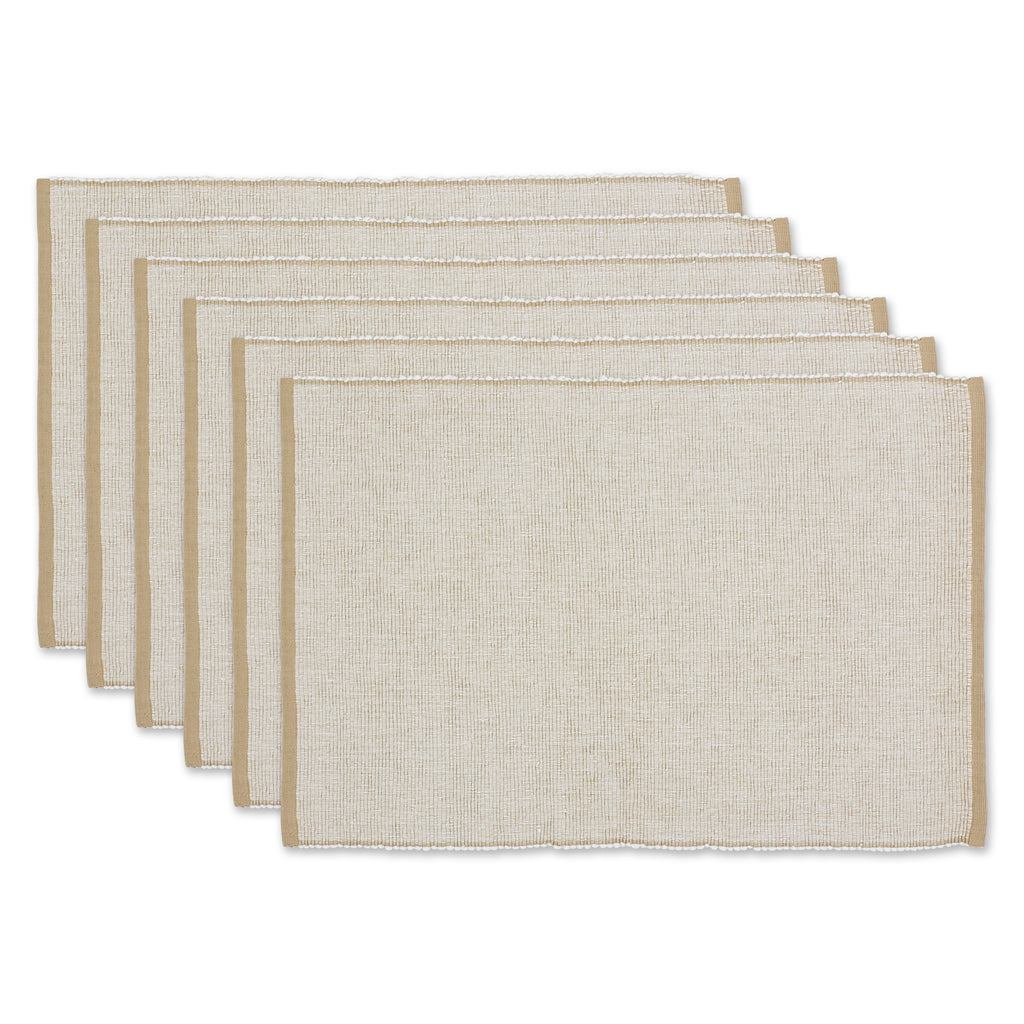 Stone Eco-Friendly Chambray Fine Ribbed Placemat Set Of 6