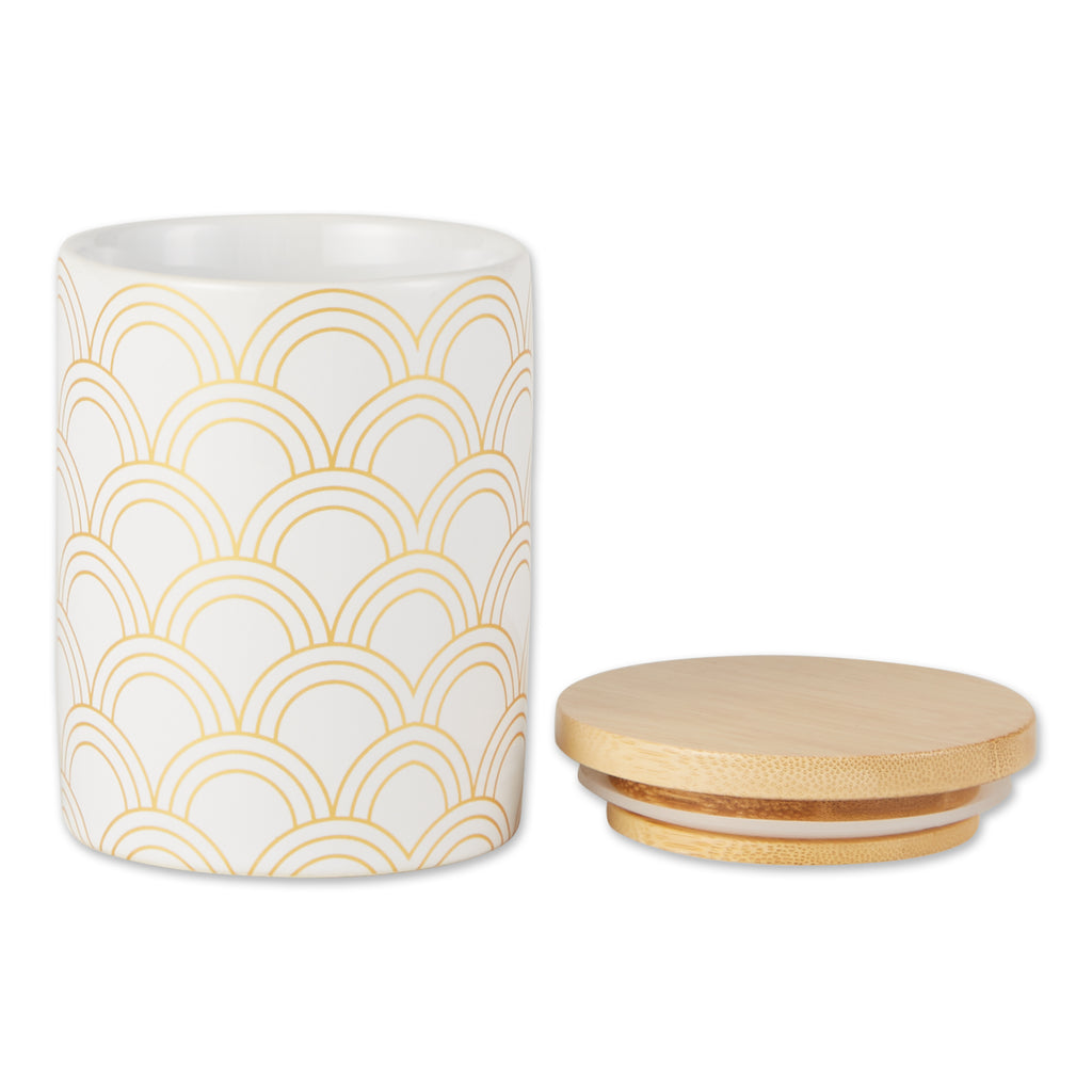 White And Gold Mixed Print Ceramic Canister set of 3