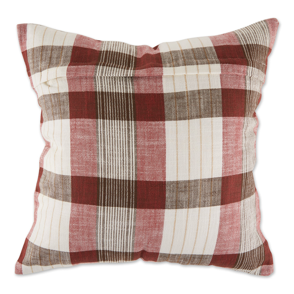Barn Red Mixed Plaid Pillow Cover 18X18 Set of 4