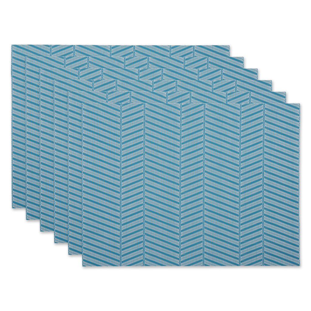 Storm Blue Textured Twill Weave Placemat Set Of 6