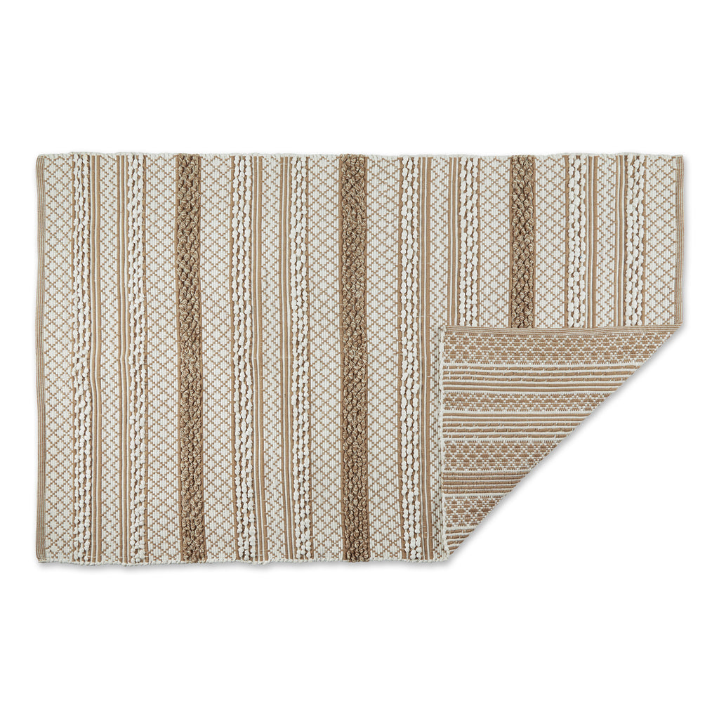 Stone & White Hand-Loomed Paper Chindi Rug 4X6 Ft