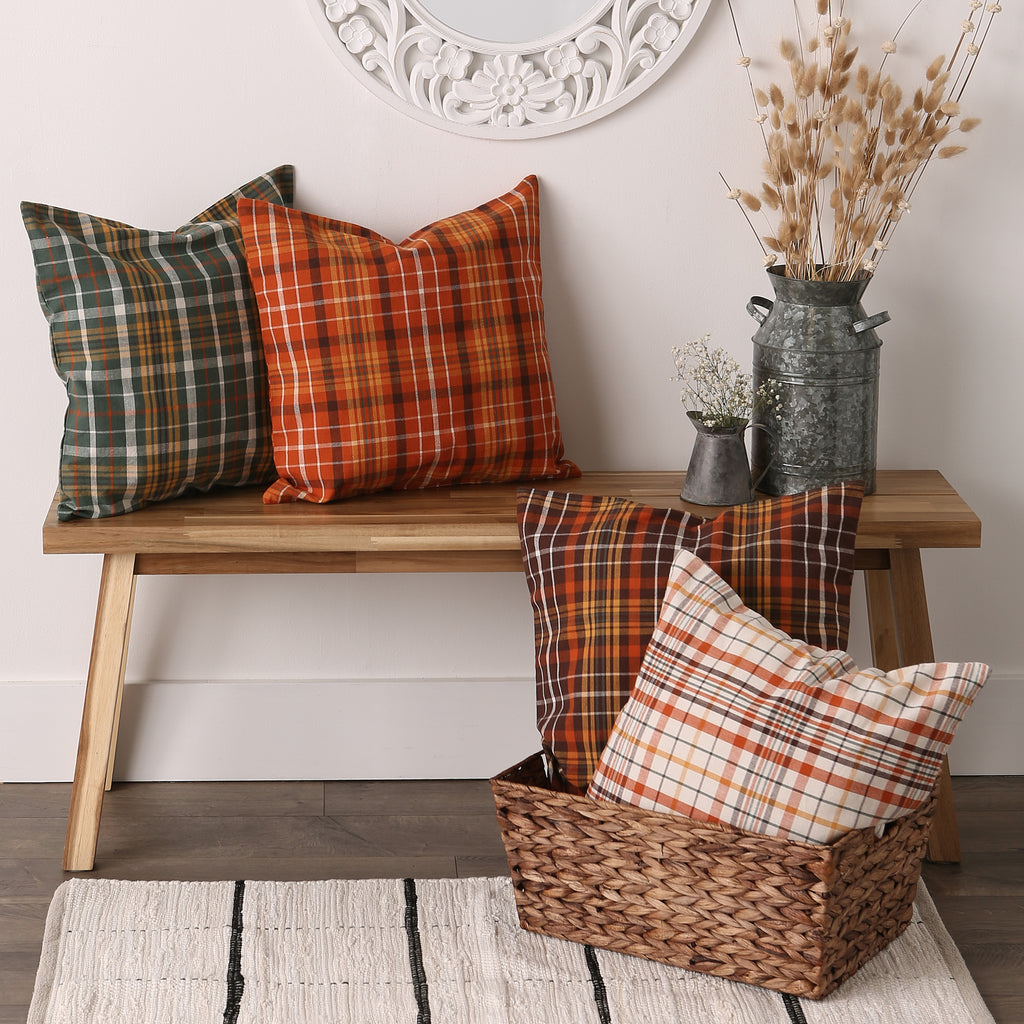 Fall Plaid Pillow Cover 18X18 Set of 4