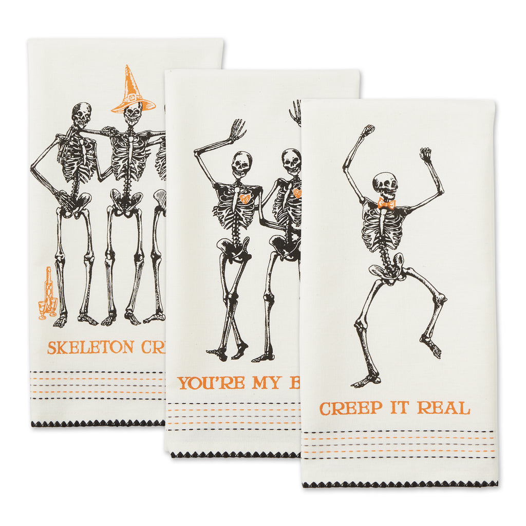 Skeletons Printed Dishtowel Set of 3