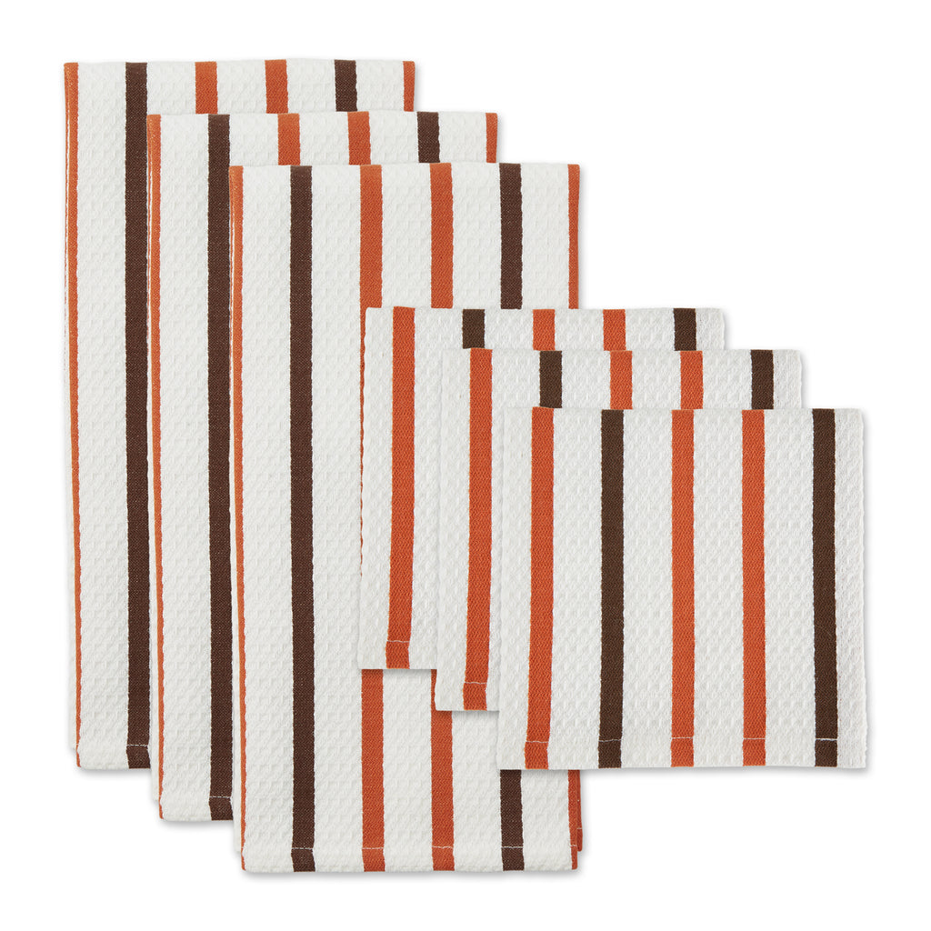 Spice Stripes Heavyweight Dishtowel & Dishcloth set of 6