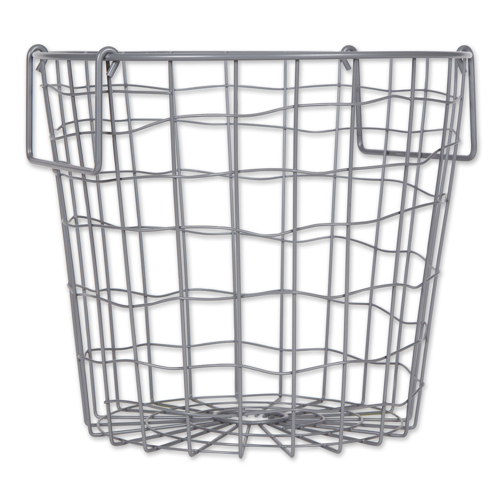 Metal Basket Cool Gray Round Small 12X12X10