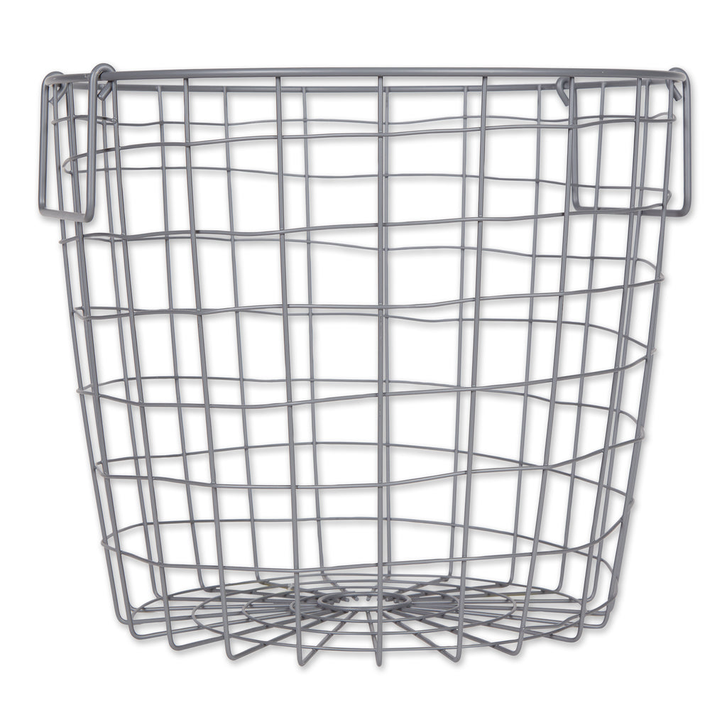 Metal Basket Cool Gray Round Medium 14X14X12