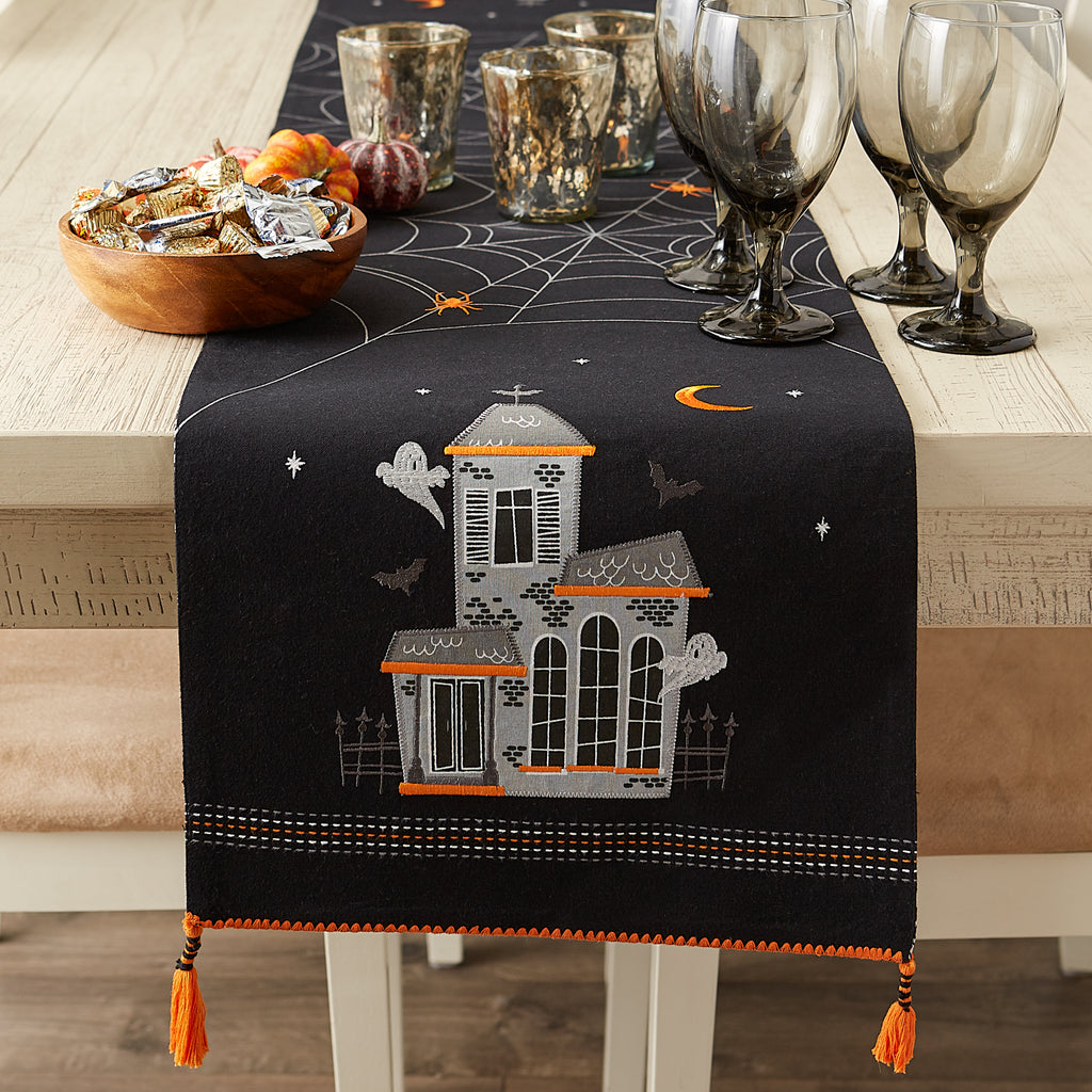 Haunted House Embellished Table Runner 14x70