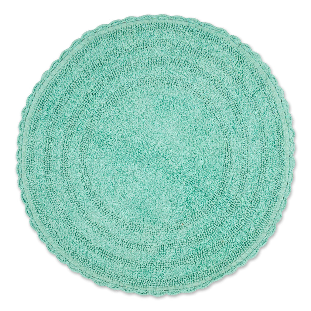 Aqua Round Crochet Bath Mat