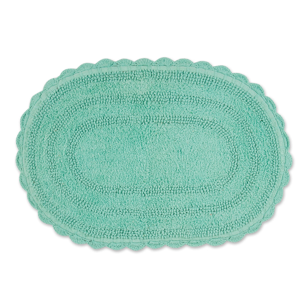 Aqua Small Oval Crochet Bath Mat
