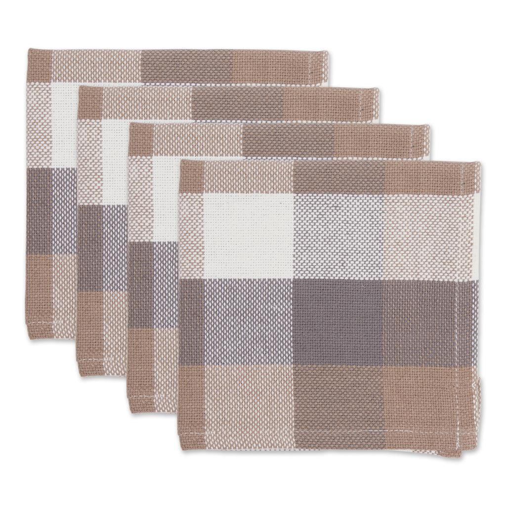Stone Tri Color Check Dishcloth Set of 4