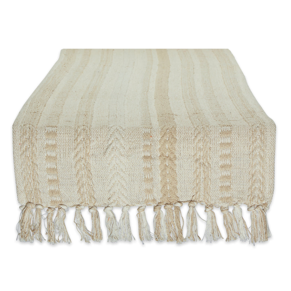 Vintage Linen Braided Stripe Table Runner 15X108