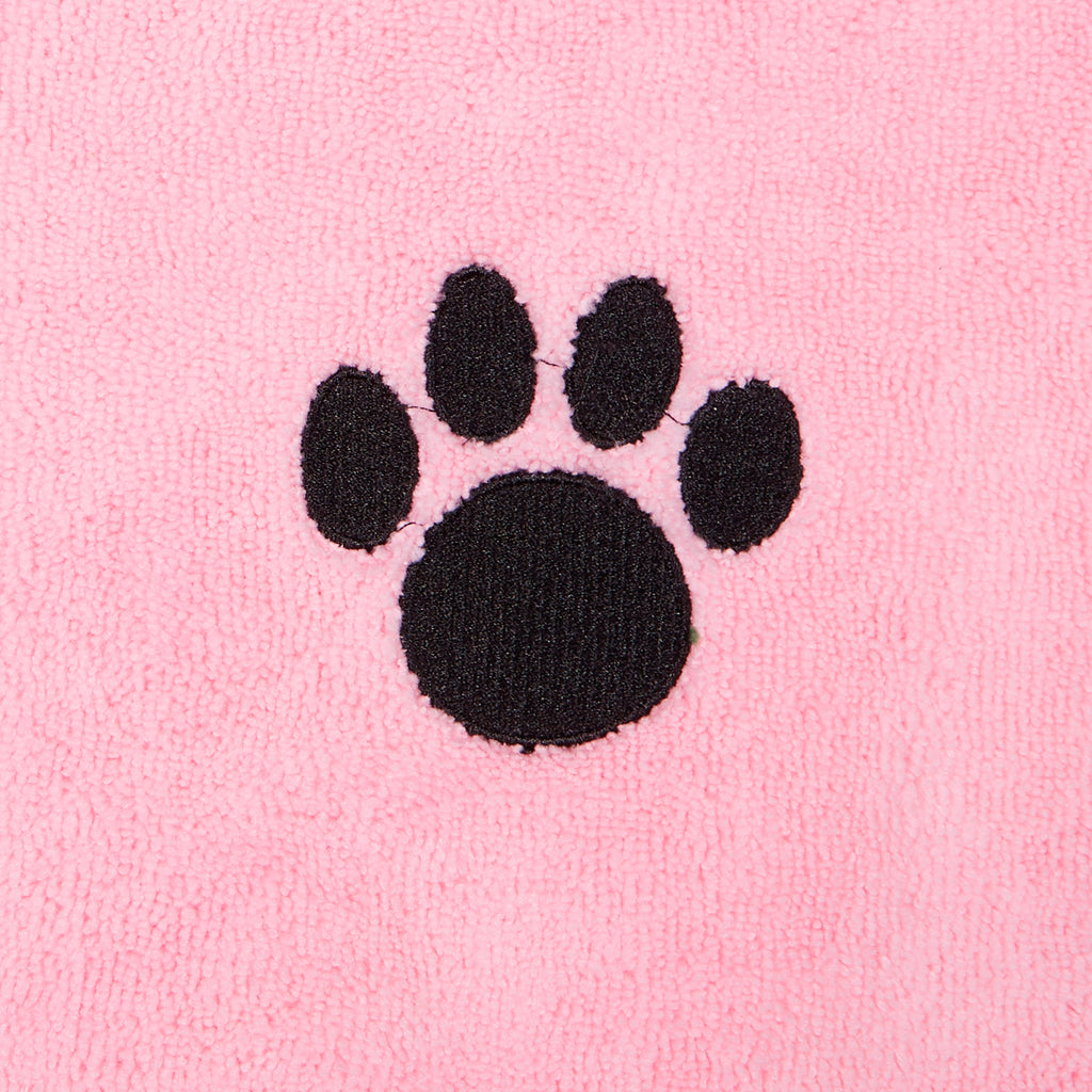 Pink Embroidered Paw Pet Towel