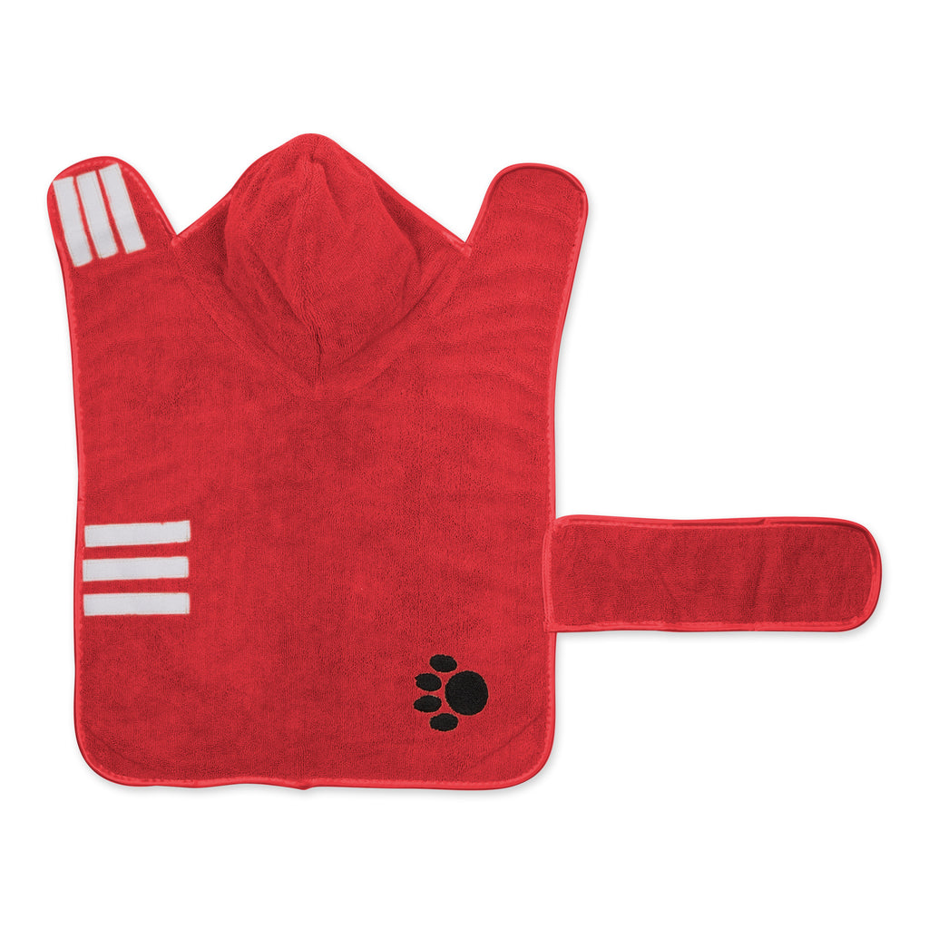 Red Embroidered Paw Medium Pet Robe