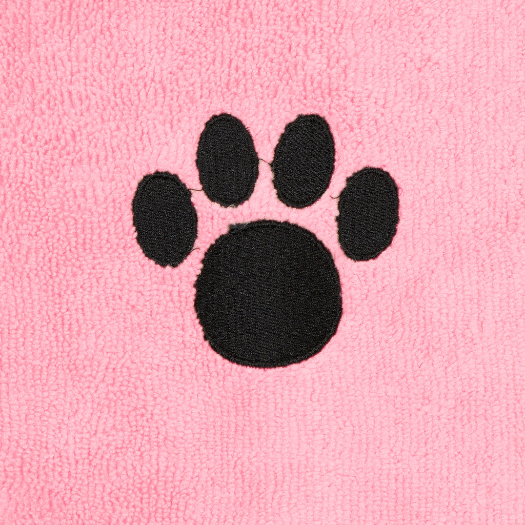 Pink Embroidered Paw X-Small Pet Robe