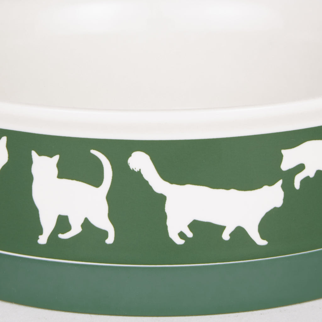 Pet Bowl Cats Meow Hunter Green Small 4.25Dx2H Set of 2