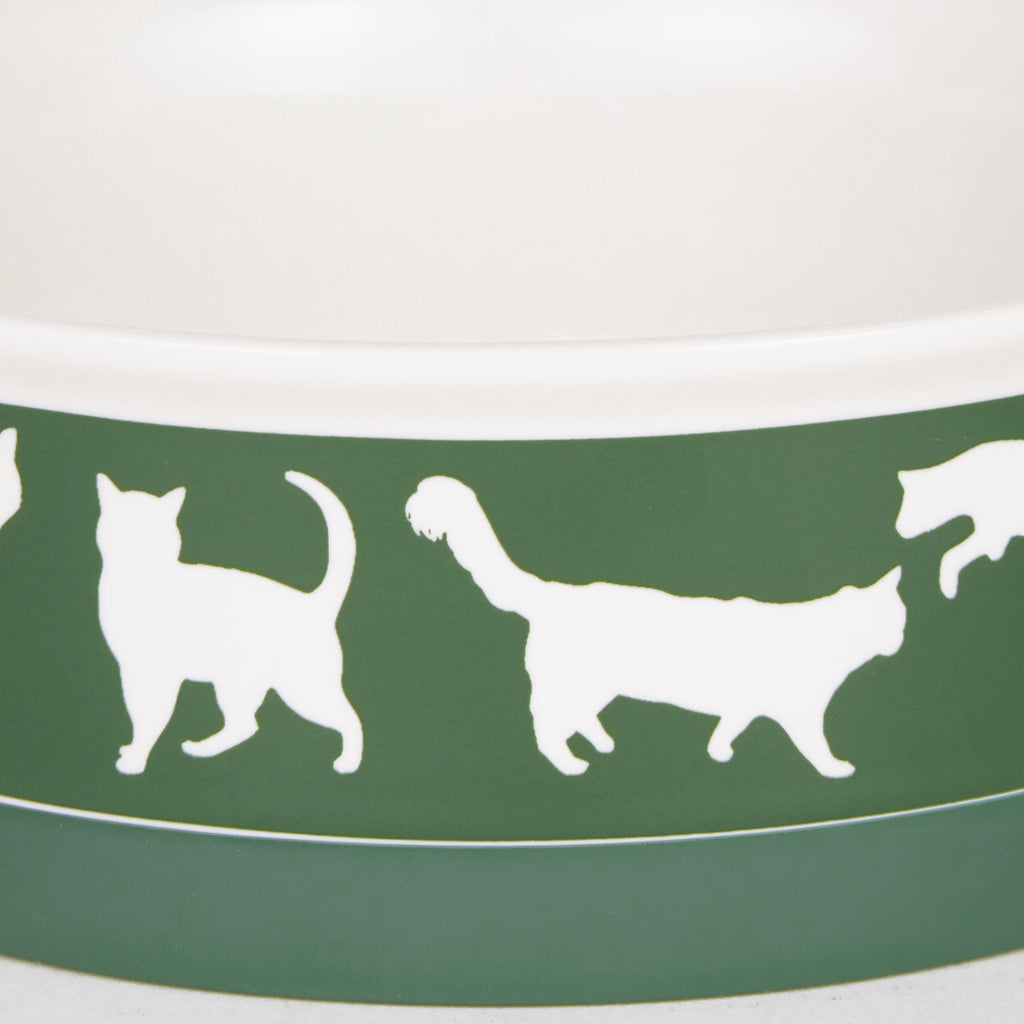 Pet Bowl Cats Meow Hunter Green Large 7.5Dx2.4H Set of 2
