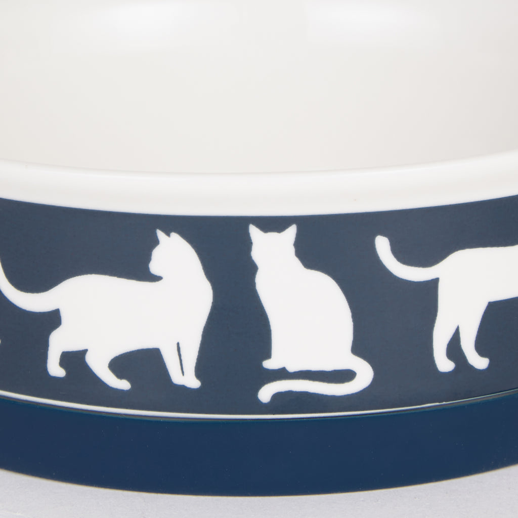 Pet Bowl Cats Meow Navy Small 4.25Dx2H Set of 2