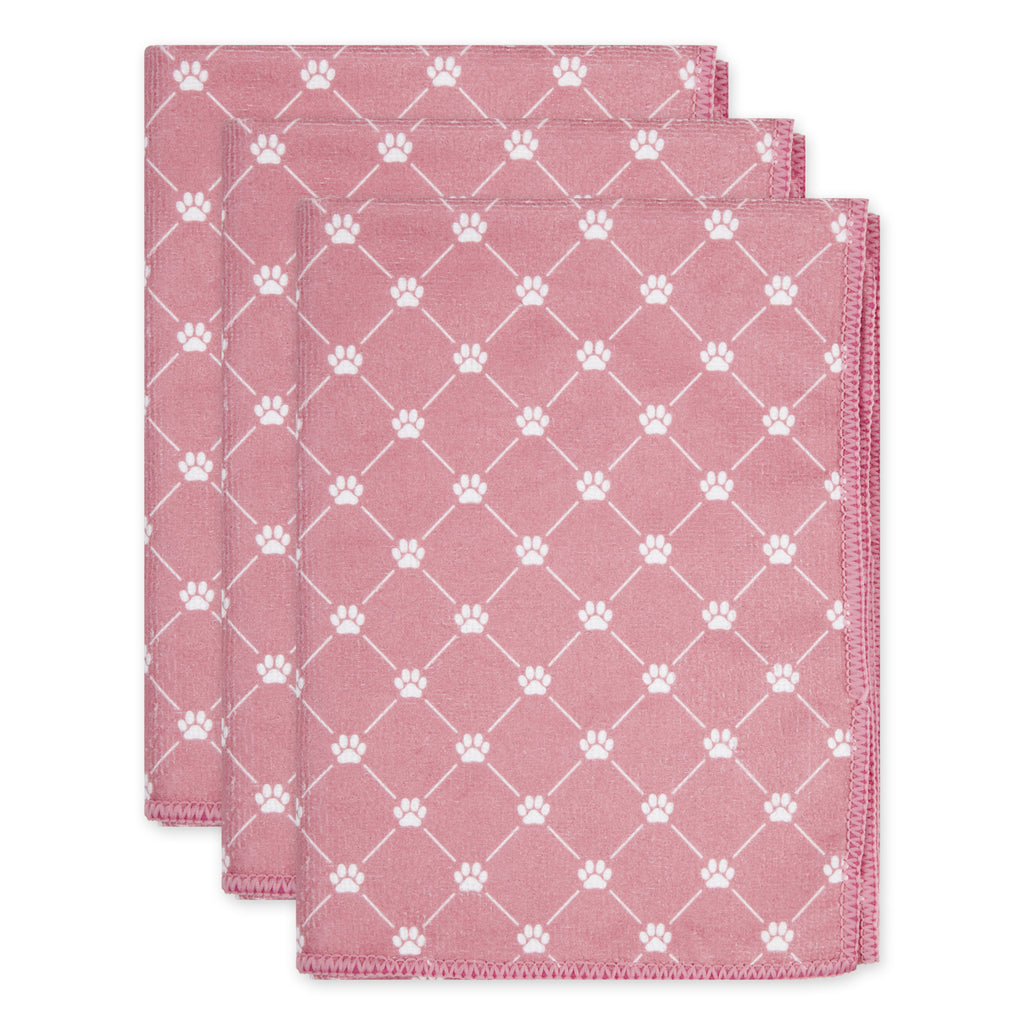 Rose Printed Trellis Paw Small Pet Towel Set of 3