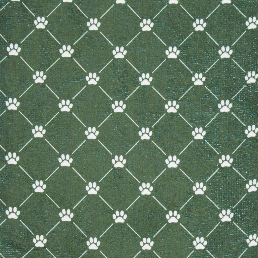 Hunter Green Printed Trellis Paw Pet Towel