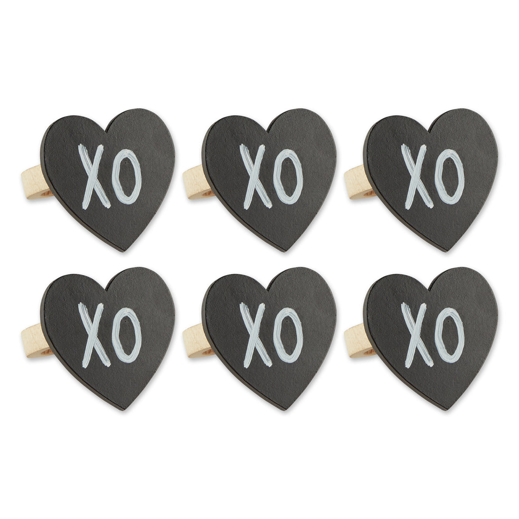 Heart Chalkboard Napkin Ring Set of 6