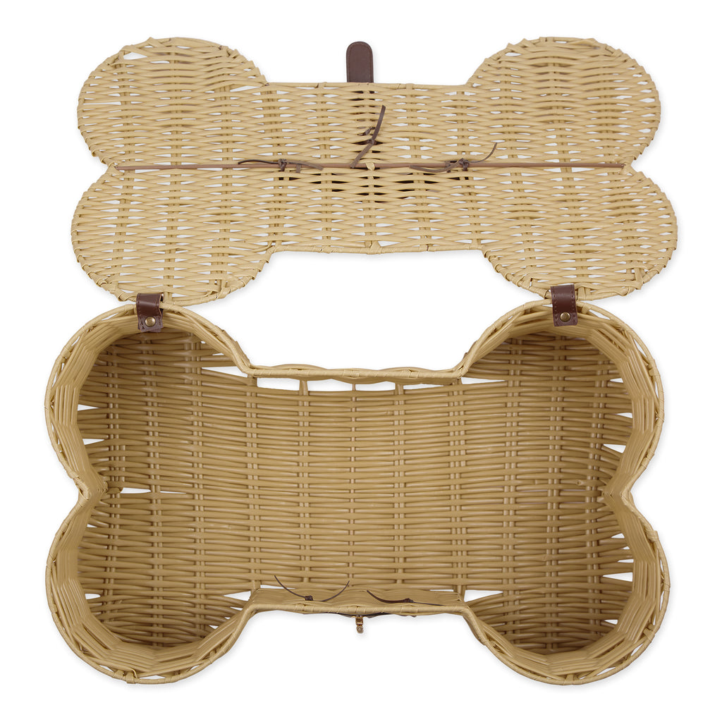 Beige Bone Shape Toy Basket Medium 21X13X8
