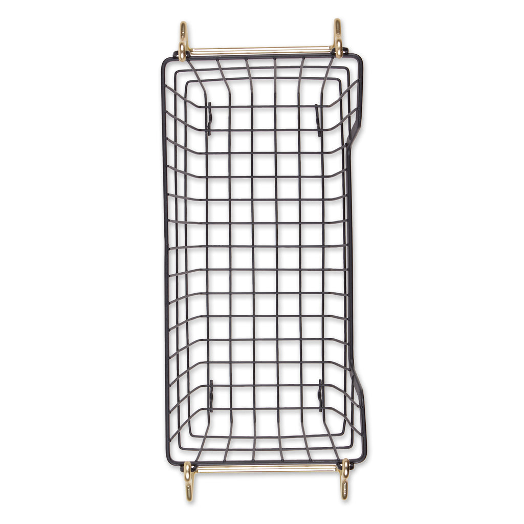 Metal Basket Black/Gold Handles Rectangle Medium 13X11X9