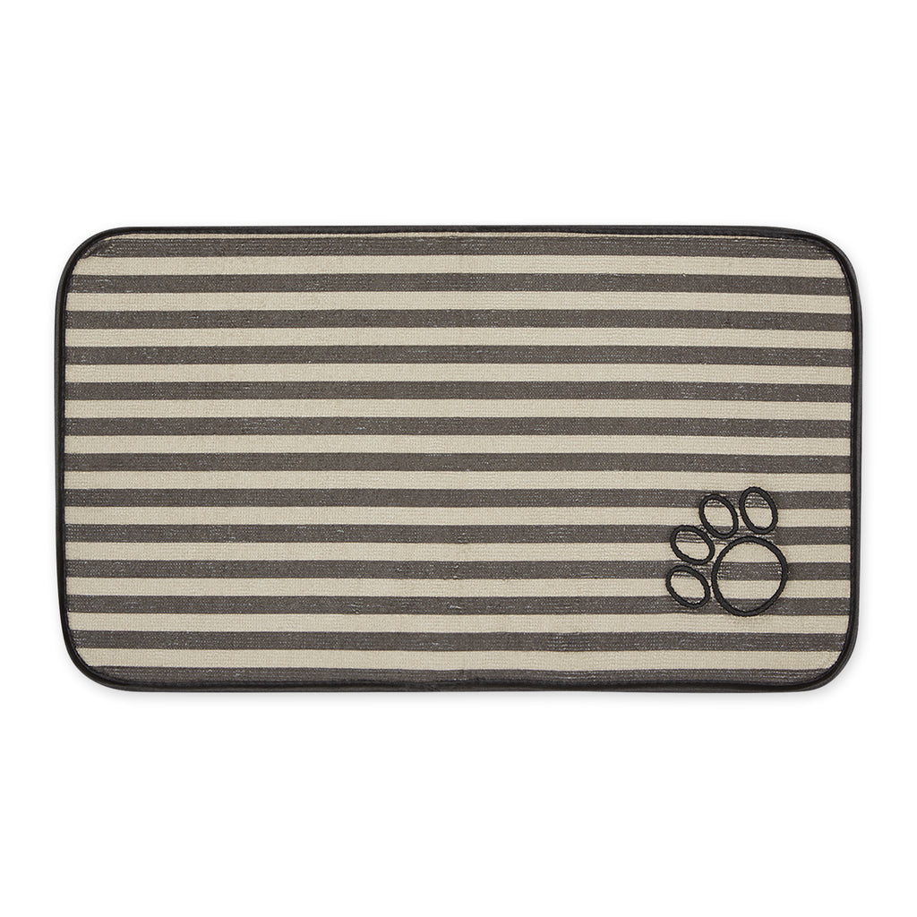 Brown Stripe Embroidered Paw Pet Mat Small