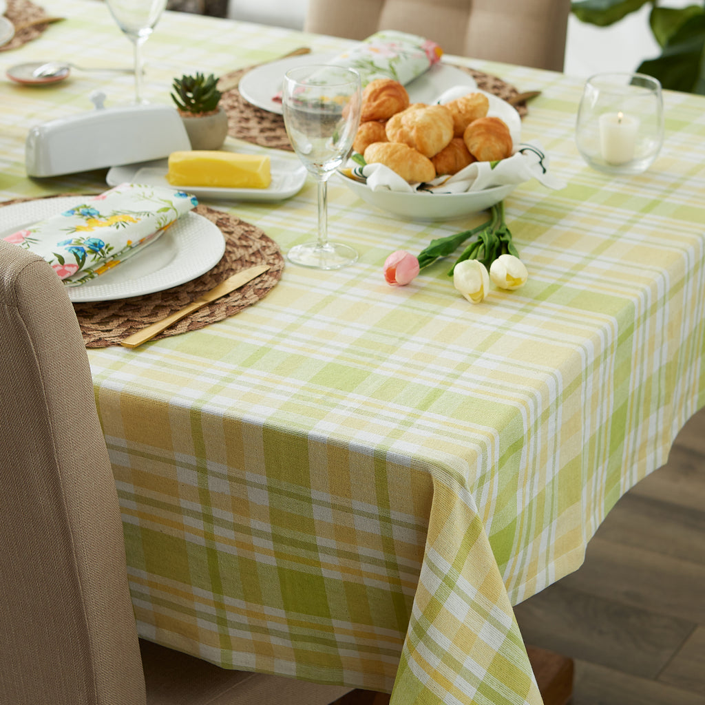 Lemon Bliss Plaid Tablecloth 70 Round