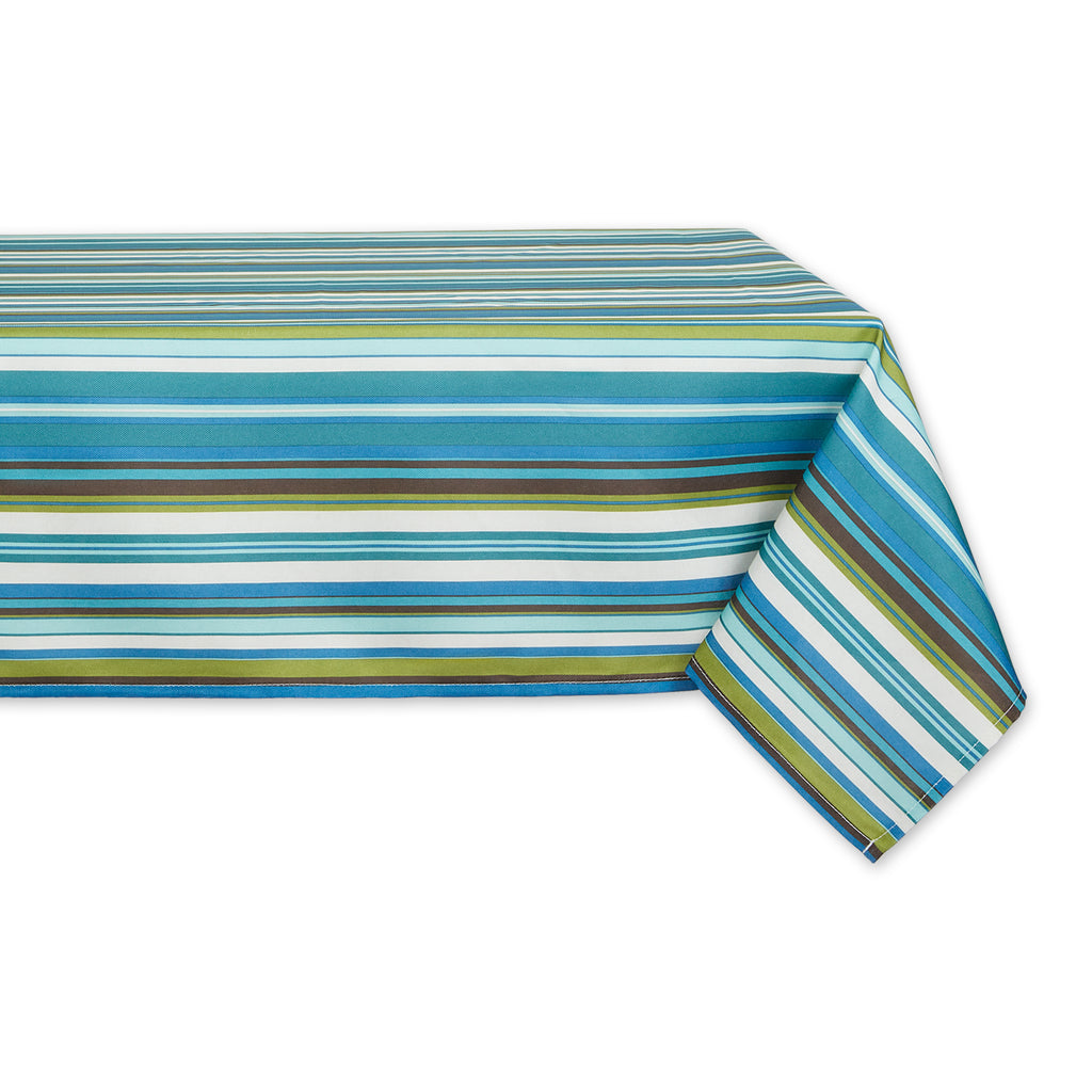Beachy Stripe Print Outdoor Tablecloth 60x84