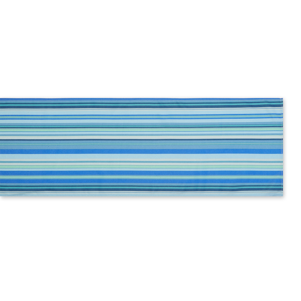 Blue Ocean Stripe Print Outdoor Table Runner 14x72