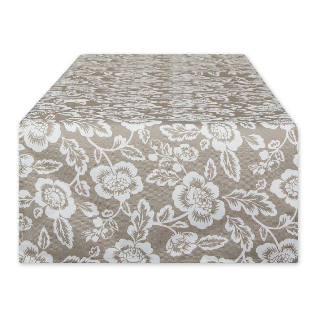 Stone  Floral Print Outdoor Table Runner 14x72