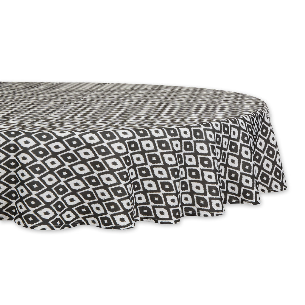 Black Ikat Outdoor Tablecloth 60 Round