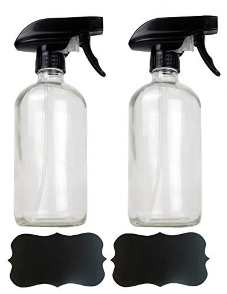 16oz Clear Glass Bottle Set/ 2 With Labels