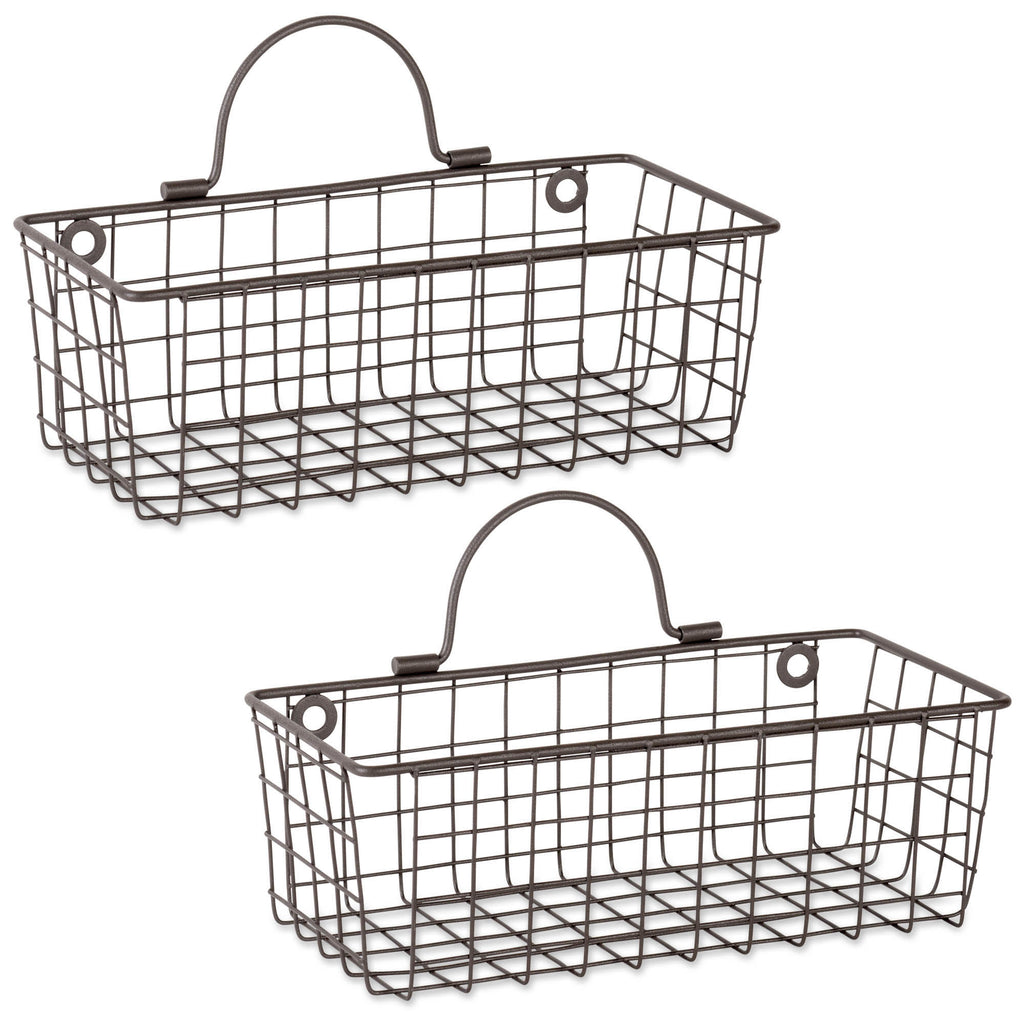 Small Rustic Bronze Wire Wall Basket Set/2