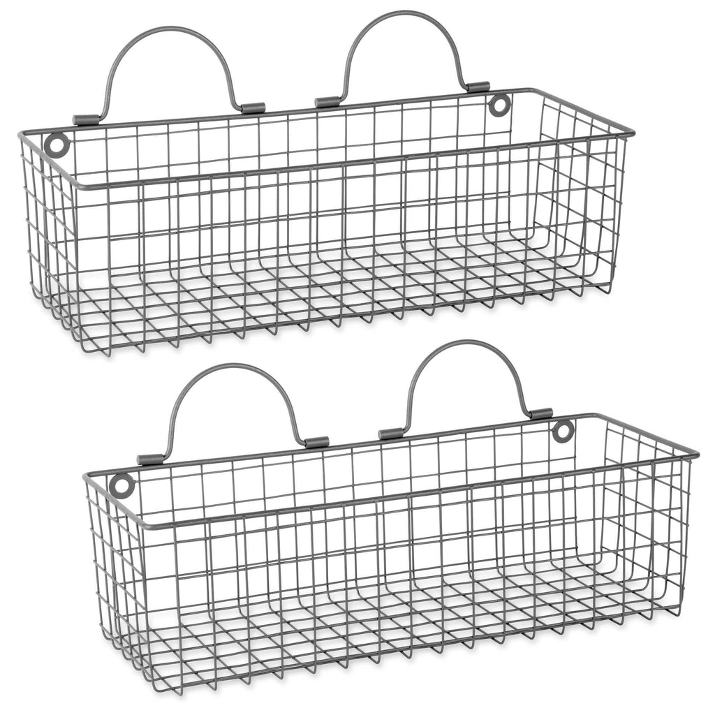 Medium Grey Wire Wall Basket Set/2