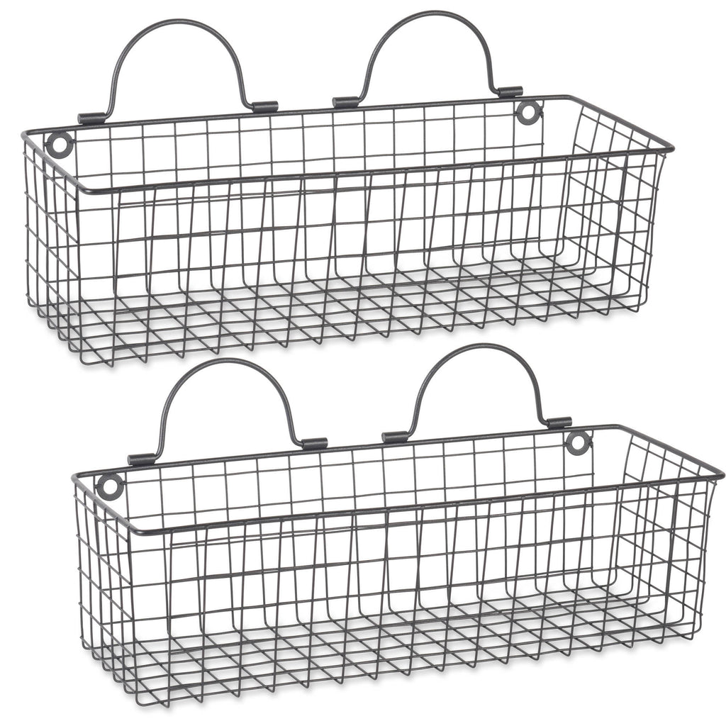 Medium Black Wire Wall Basket Set/2