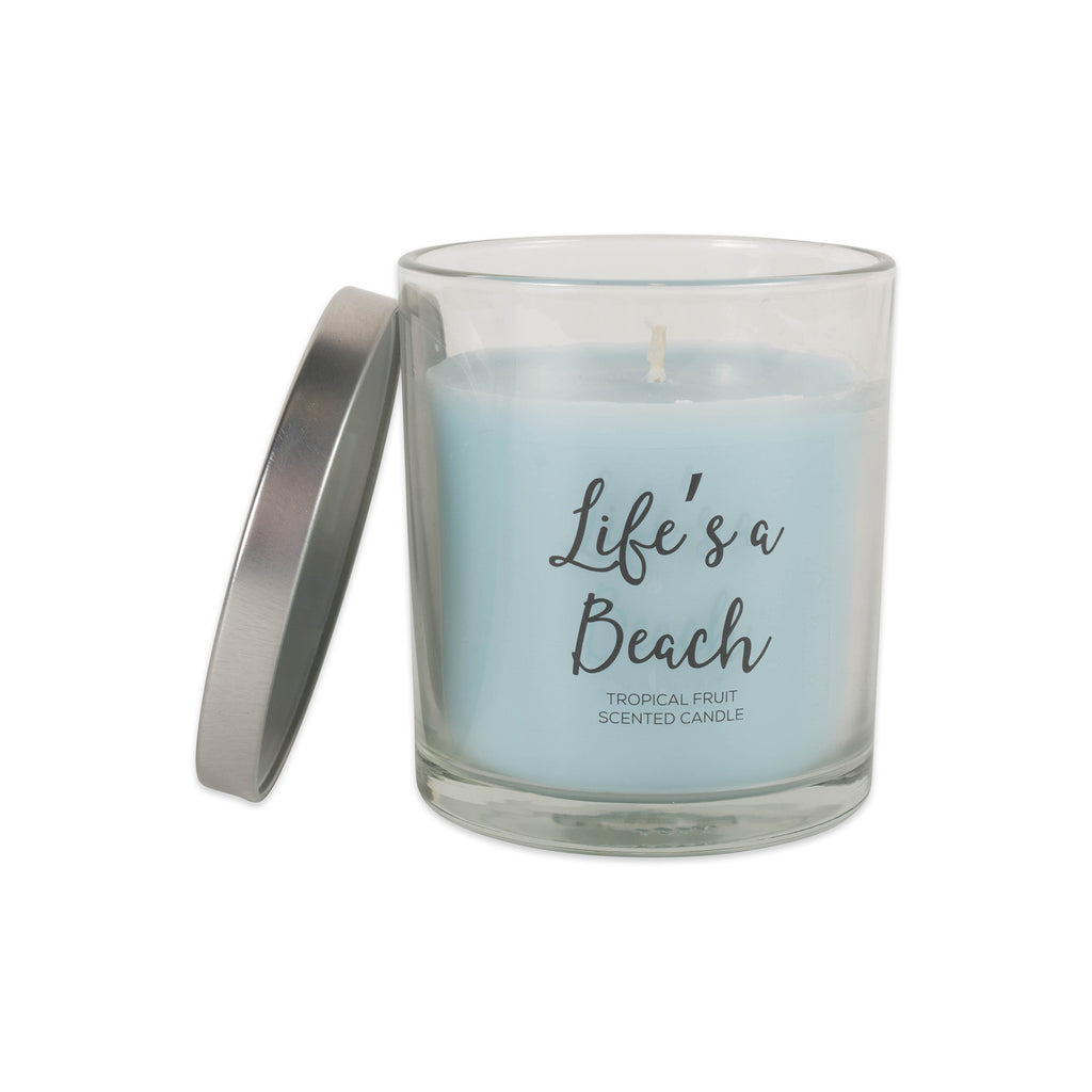 DII Lifes A Beach Tropical Fruit Single Wick Candle Set of 2