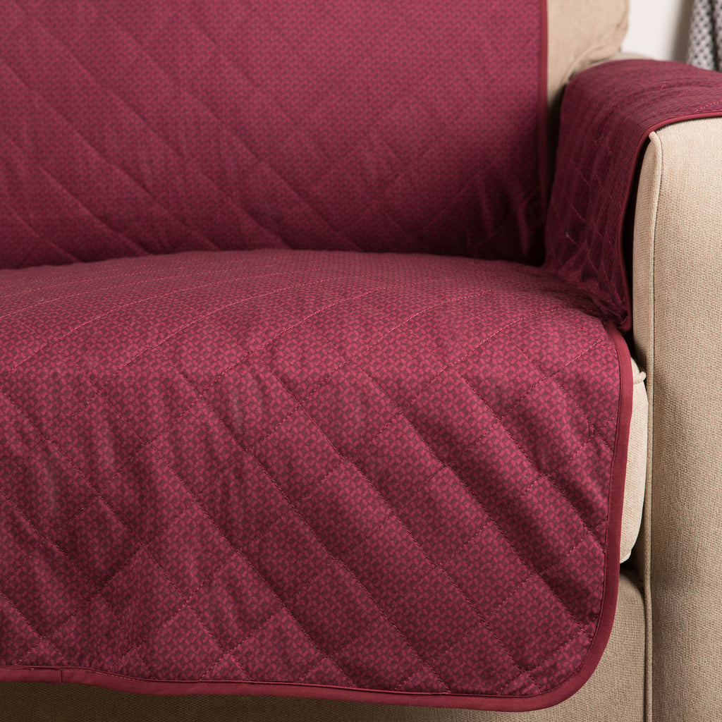 DII Reversible Loveseat Cover Cranberry Multi Print
